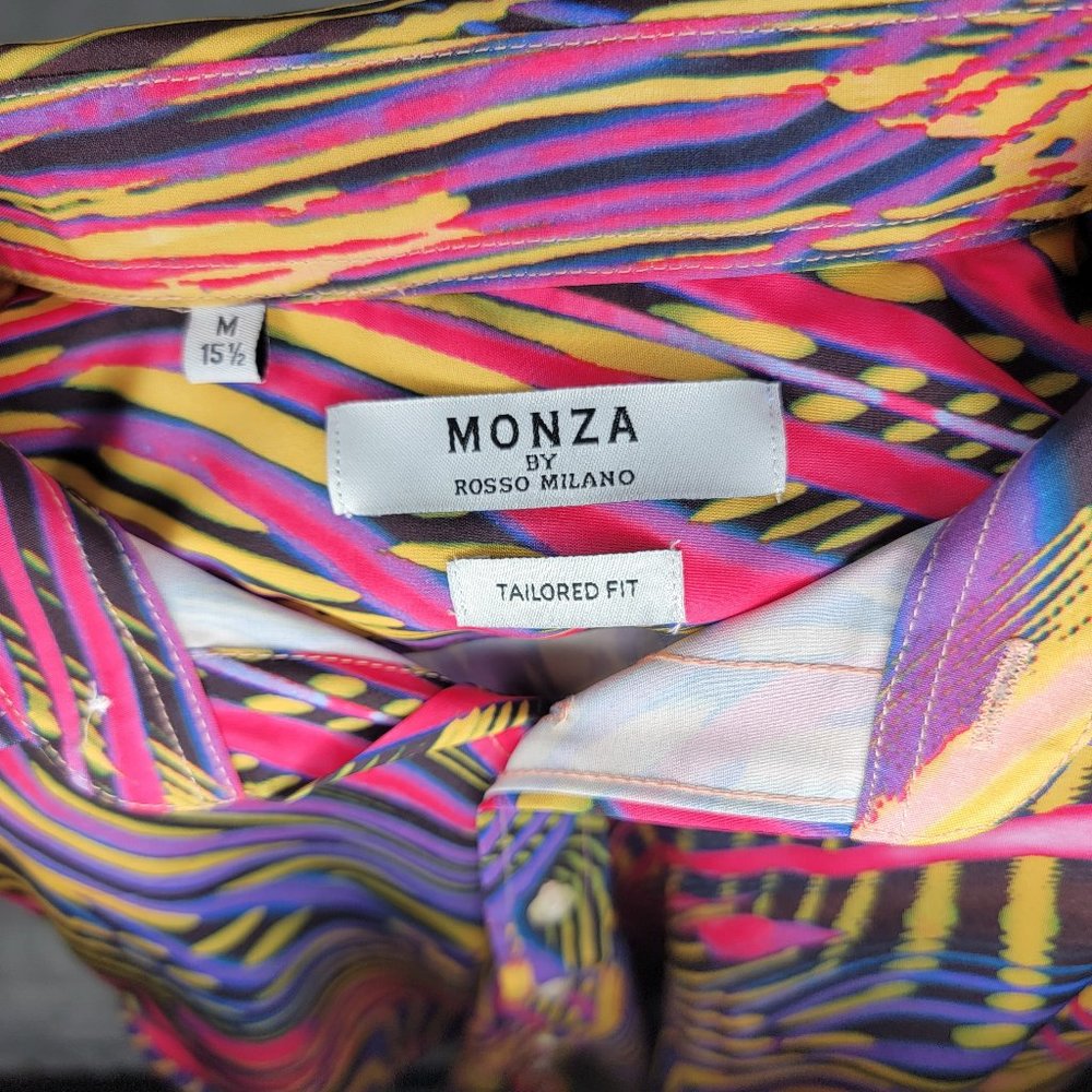 Monza by Rosso Milano Psychedelic Pattern Dress Shirt - Long Sleeve Tailored Fit - Picture 4 of 6